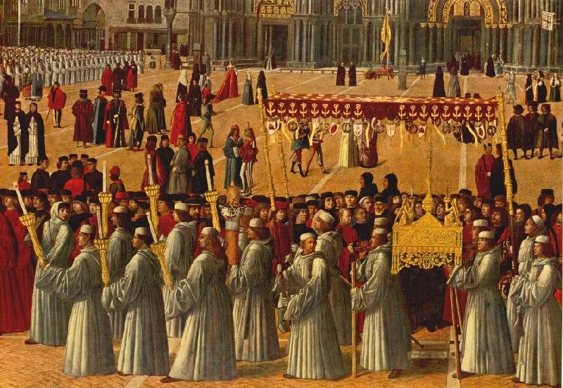 BELLINI, Gentile Procession in Piazza S. Marco (detail) ll95 Spain oil painting art